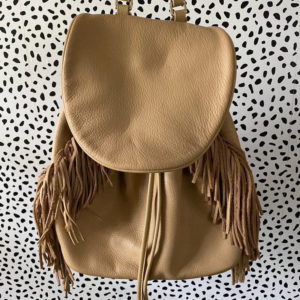 Drawstring Closure Backpack Purse With Tassel - image 3